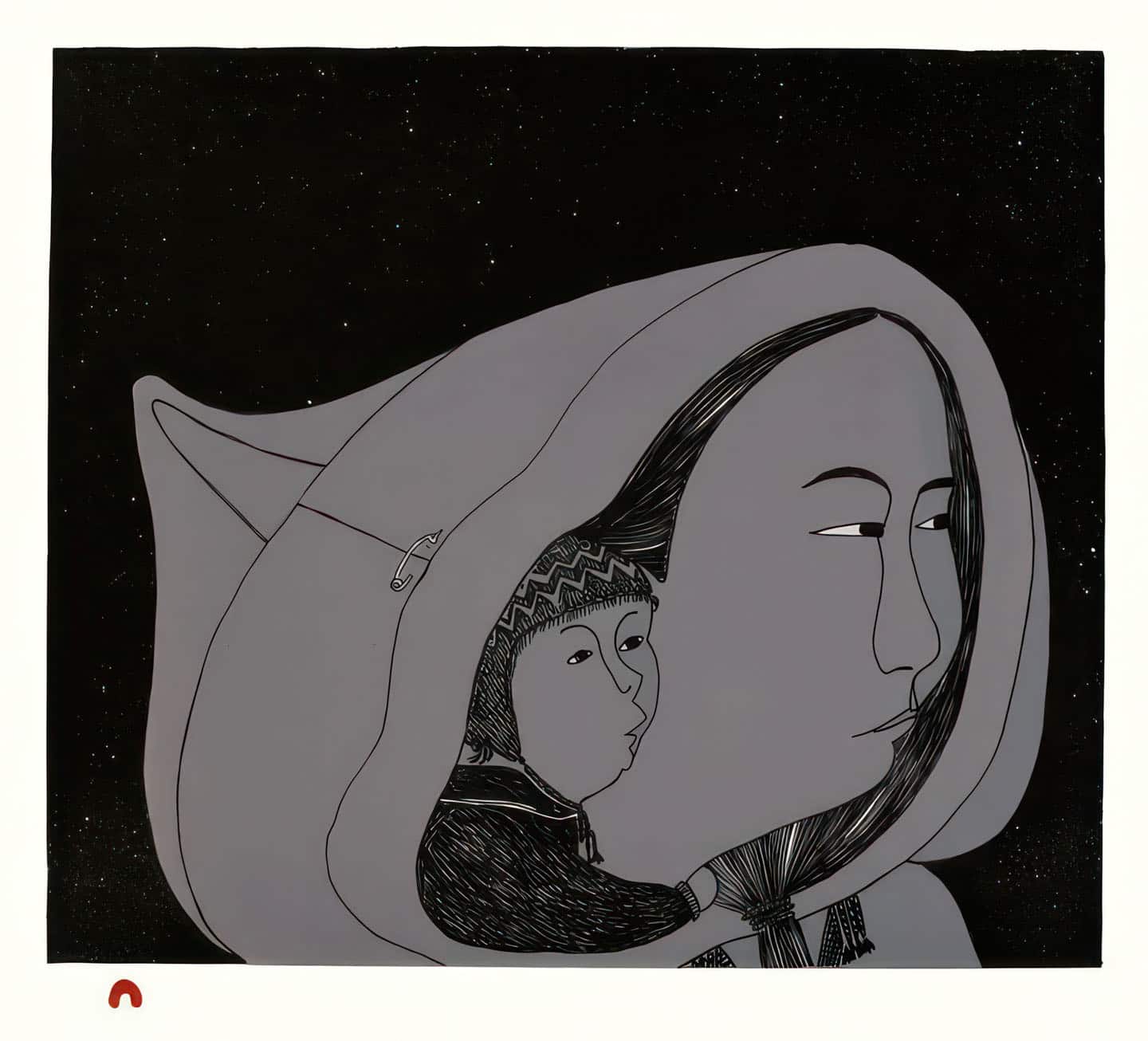 Ningiukulu Teevee, Heading Home, 2022 14⅞×16⅓ in lithograph